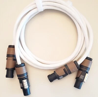 White Speakon Cables for RCF J8 Speakers (Pair) JMix8 5ft UPGRADE - Image 1 of 4