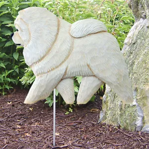 Letrero de jardín al aire libre Chow Chow figura pintada a mano crema - Imagen 1 de 1