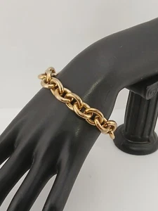 ROMANZA ITALY gold plated 1/2 in wide solid heavy cable link chain bracelet - Picture 1 of 9