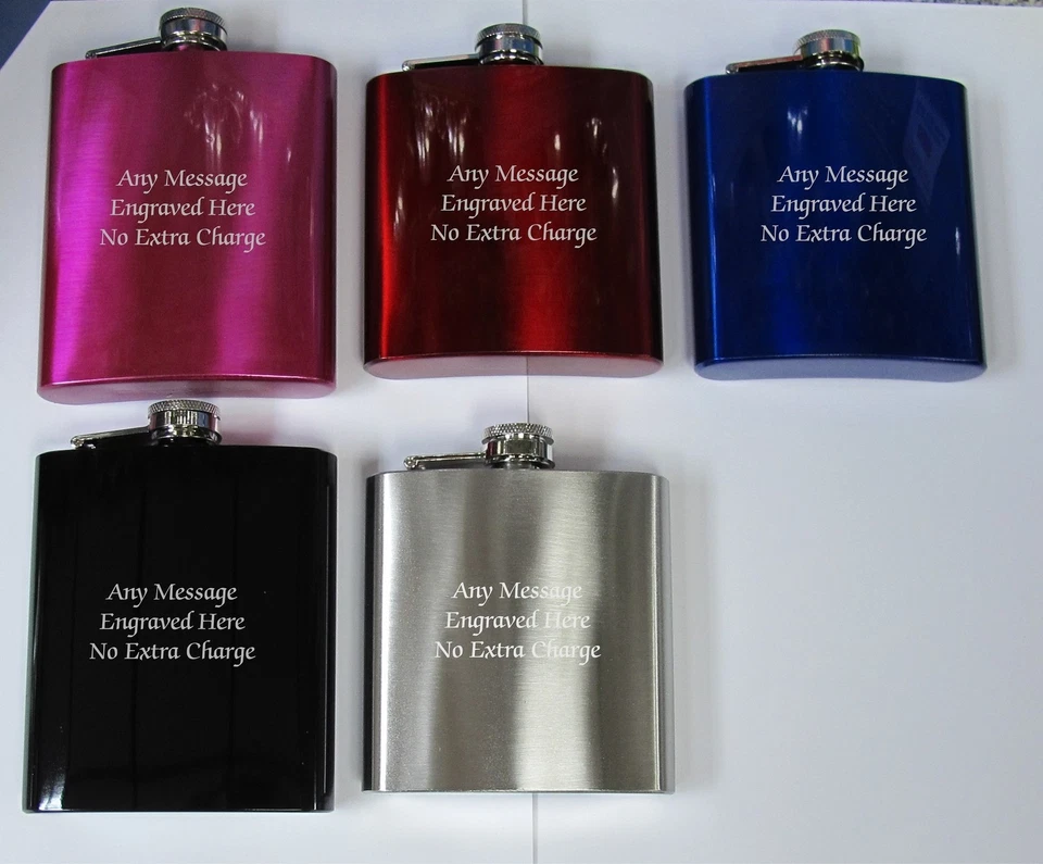 1A Personalised Engraved Hip Flask Ideal Wedding Birthday Christmas Gift - Image 1 of 1