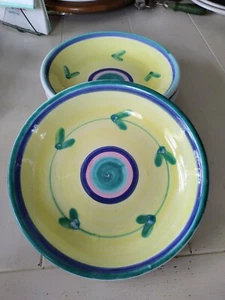 Caleca (4) "Carousel" Individual Soup/ Pasta Bowl 8.5” Yellow Green Flower Italy - Picture 1 of 4