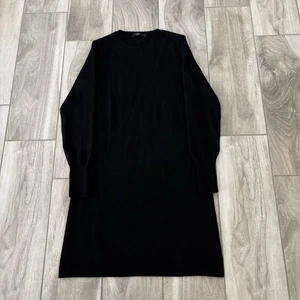 Vestido Suéter Lusso Cachemira Talla Pequeña Negro Manga Larga Cuello Redondo Silencioso Lujo - Imagen 1 de 7