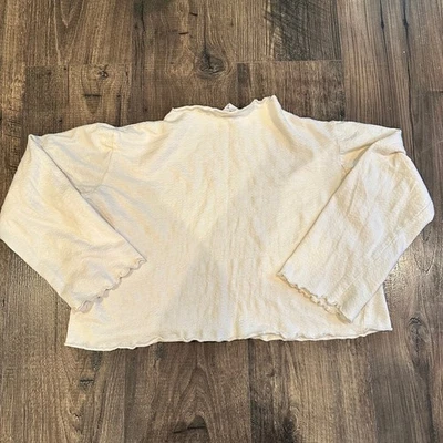 Zara Girls Cream Crop Raw Hem Shirt, Size: 13-14 - Image 1 of 4
