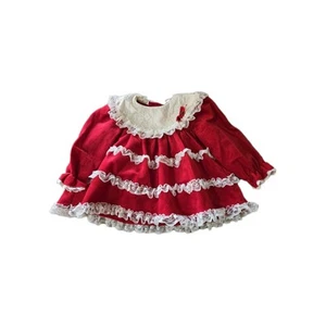 Vestido Vintage Niña 12 Meses Rojo Volantes Little Precious *Ver todas las fotos* - Imagen 1 de 9