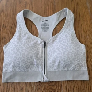 Avia White Front Zip Sports Bra With Gray Accents. XXL - Picture 1 of 6