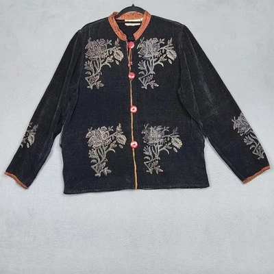 Chaqueta Flashback Mujer Mediana Bordada Floral Botón Boho India Mezcla Algodón Foto 1 de 4