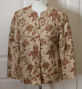 Talbots Petites Size 4 Pure Silk Jacket Elephants Lined - Picture 1 of 13