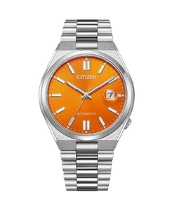 Orologio CITIZEN Uomo Analogico Automatico Casual Abito Classico Quadrante Arancione Impermeabile R - Foto 1 di 7