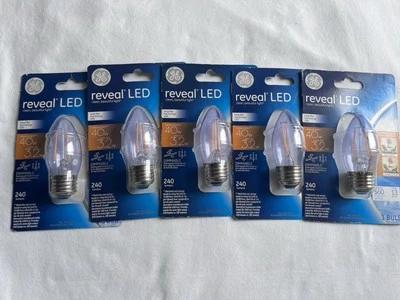 Ge Reveal LED 40 w Dimmable Light Bulbs Lumens 240 Set Of 5 New - Image 1 of 4