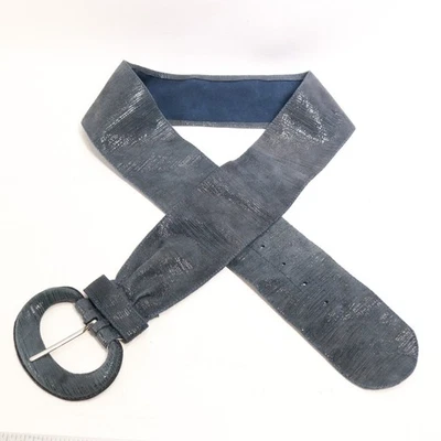 Пояс с синим отливом женский XL мягкая замша с широкой пряжкой - Изображение 1 из 4