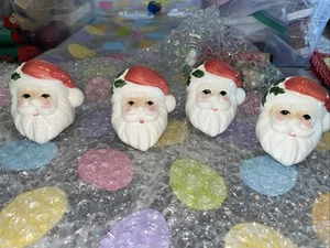Fitz & Floyd Santa Vintage Ceramic Napkin Rings Set of 4 Handpainted - Picture 1 of 9