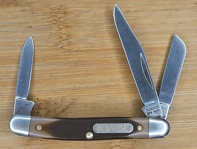 Schrade USA 🇺🇸 旧计时器 108OT 3 刀片青少年 Stockman 口袋刀 Gr8 Snap  — 第 1/4 张图片