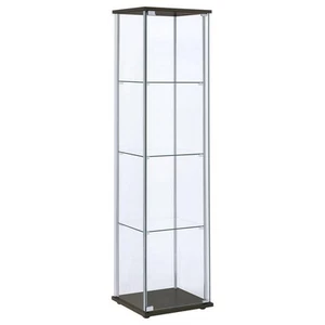 Coaster 4-Shelf Glass Curio Cabinet Cappuccino and Clear - Picture 1 of 10