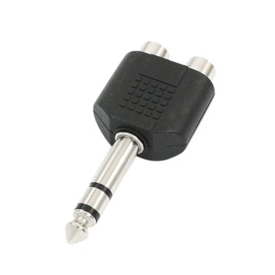 6.35mm 1/4" Mono Male to 2 RCA Female Jack Y Splitter Adapter  - Image 1 of 2
