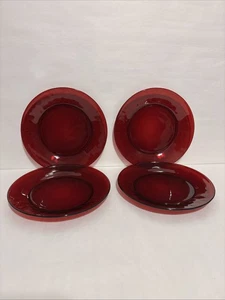 Vintage Anchor Hocking Royal Rubinrot 7,5" Salat Mittagessen Teller Set 4 - Bild 1 von 10