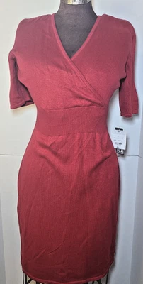 Liz Claiborne Red SS V Neck sweater dress L New With Tags - Image 1 of 4
