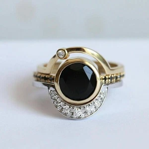 3 Ct Round Cut Lab Created Diamond Women's Cocktail Ring 14K Yellow Gold Plated - Picture 1 of 4