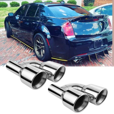 Par 2.5" In Quad 4" Out Doble Pared Punta de Escape Corte Inclinado Para Chrysler 300 300M Foto 1 de 4
