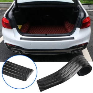 Carbon Fiber Car Rear Bumper Protector Trim Strip Trunk Sill Guard Accessories - Picture 1 of 12