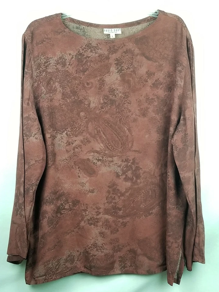 Top David Dart Mujer Manga Larga Marrón Floral Talla L Foto 1 de 4