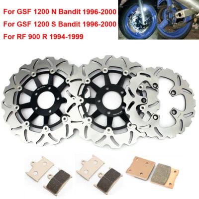 For Suzuki GSF 1200 S Bandit 96-00 RF 900 R 94-99 Front Rear Brake Discs Pads - Image 1 of 4