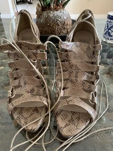 Zara Snake Print Lece Up Heels 39EU - Picture 1 of 8