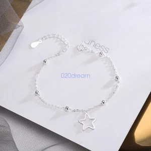 925 Sterling Silver Adjustable Stars Chain Bracelet Women Girls Charms Design - Picture 1 of 7