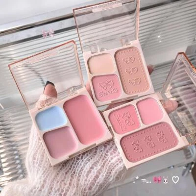 Paleta de rubor de 3 colores encogimiento expansión color brillo polvo color color crema^ Foto 1 de 4