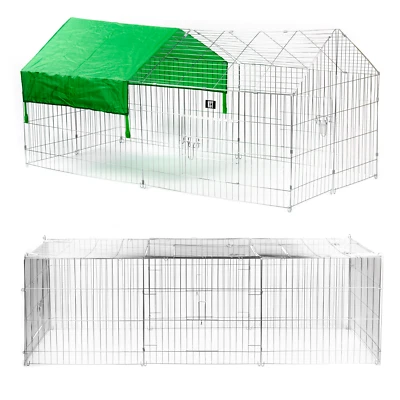 LARGE ENCLOSED PET PLAYPEN RUN PUPPY DOG CAT RABBIT FOLDABLE METAL CHICKEN FENCE