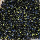 Vintage Czech Glass Seed Beads Striped black yellow blue purple 2mm rondelle 20g