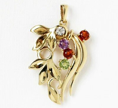 Damen Anhänger 8 Karat 333 Gold 3,06 g Gelbgold Diamant Amethyst Peridot Topas - Bild 1 von 2