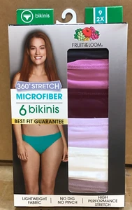Fruit Of The Loom Microfiber 360 Stretch 6 Pack Womens Bikini Underwear B23 - Picture 1 of 3