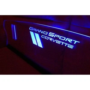 Grand Sport Logo BLUE Lighted Screen WindRestrictor® For 05-13 Corvette C6 Coupe - Picture 1 of 7