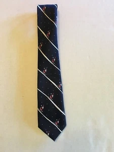 Vintage Necktie Santa Skiing Navy Blue Tie - Picture 1 of 3