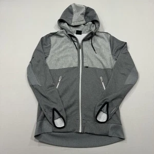 Oakley Sweatshirt Mens Medium Gray Long Sleeve Hooded Slim Fit Zip Up Logo City - Picture 1 of 11