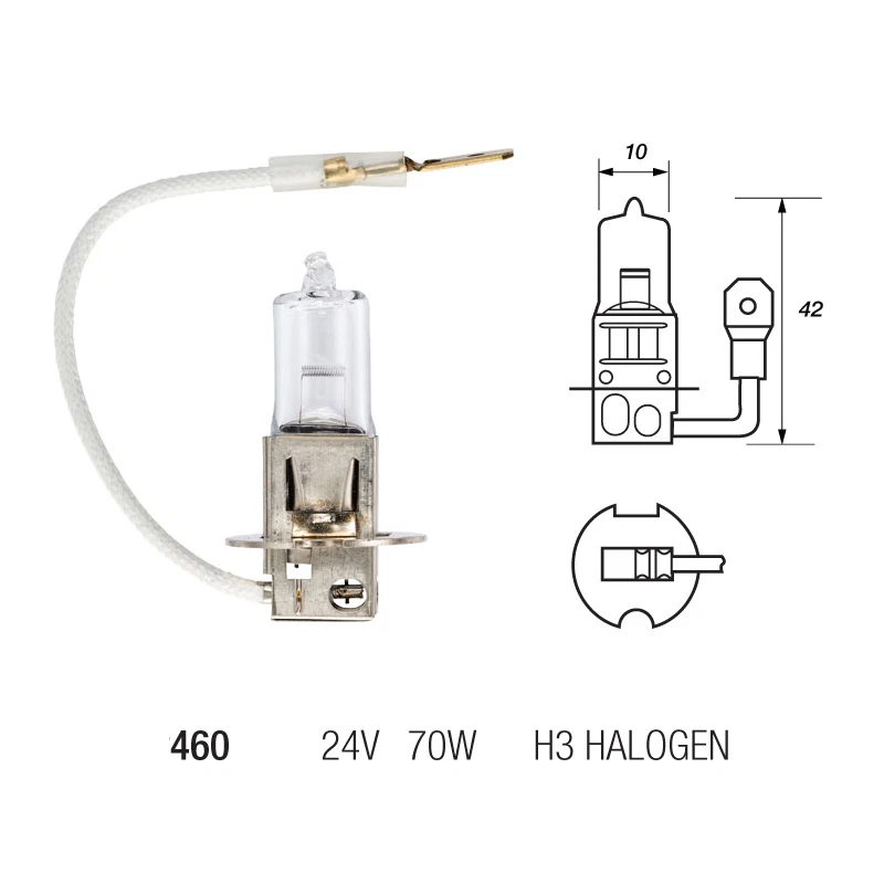10 x H3 460 24v 70w PK22S Halogen Fog Headlight Headlamp Truck Lorry Bulb - Image 1 of 1
