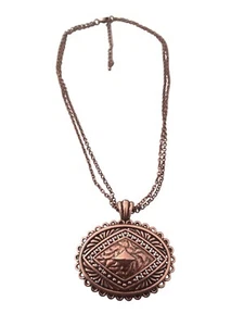 Montana Silversmith Copper Oval Pendant Necklace Scalloped Boho Southwestern NEW - Picture 1 of 8