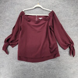 Pleione Shirt Womens XL Off Shoulder Red 3/4 Sleeve Top - Picture 1 of 6