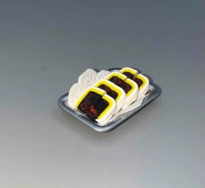 MINIATURE DOLLHOUSE 1:12 SCALE ICED FRUIT CAKE SLICES ON TRAY - S53 - Picture 1 of 3