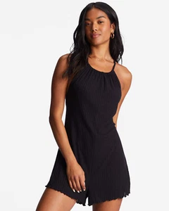 Mono para mujer Billabong alto tejido costilla de surf ajuste relajado en negro - Imagen 1 de 6