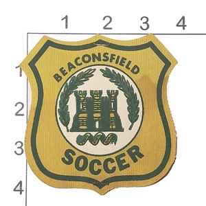 Beaconsfield Soccer Shield Patch Vintage Printed Canvas Sew Patch Castle STAINED - Picture 1 of 1
