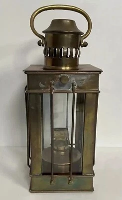Vintage British Make Brass Ship Lantern 1930’s Nautical Oil Lamp - Image 1 of 4