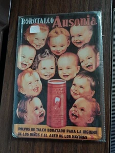 Cartel publicitario reimpresión moderna Borotalco Ausonia talco en polvo bebés niños - Imagen 1 de 4