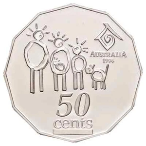 1994 AUSTRALIA RAM PROOF 50c FIFTY CENT COIN FROM SET YEAR OF THE FAMILY - Picture 1 of 1