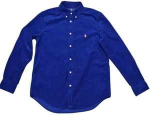 RALPH LAUREN Shirt Boys L 16-18 Corduroy Button Up Long Sleeve Cotton Blue - Picture 1 of 11