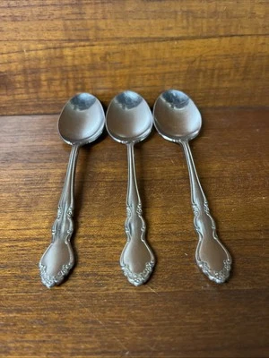 3 Place Oval Soup Spoons Oneida DOVER CUBE MARK Stainless 6 5/8" - Image 1 of 4