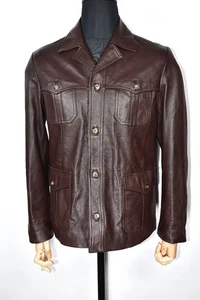 A.P.C. Leather Jacket Dark Brown Vintage Style Men's size L - Picture 1 of 10