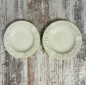 Wedgewood Cream On Cream Round Ashtray 6” Inch Set Of Two 2 Ash Trays - Picture 1 of 7