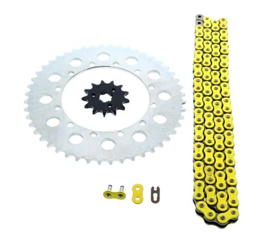 1996 1997 1998 1999 Kawasaki KX125 125 Yellow Chain & Sprocket Silver 12/48 112L - Image 1 of 4