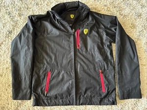 Scuderia Ferrari youth 9/10 Full Zip windbreaker Hooded track Jacket BLACK RED - Picture 1 of 9